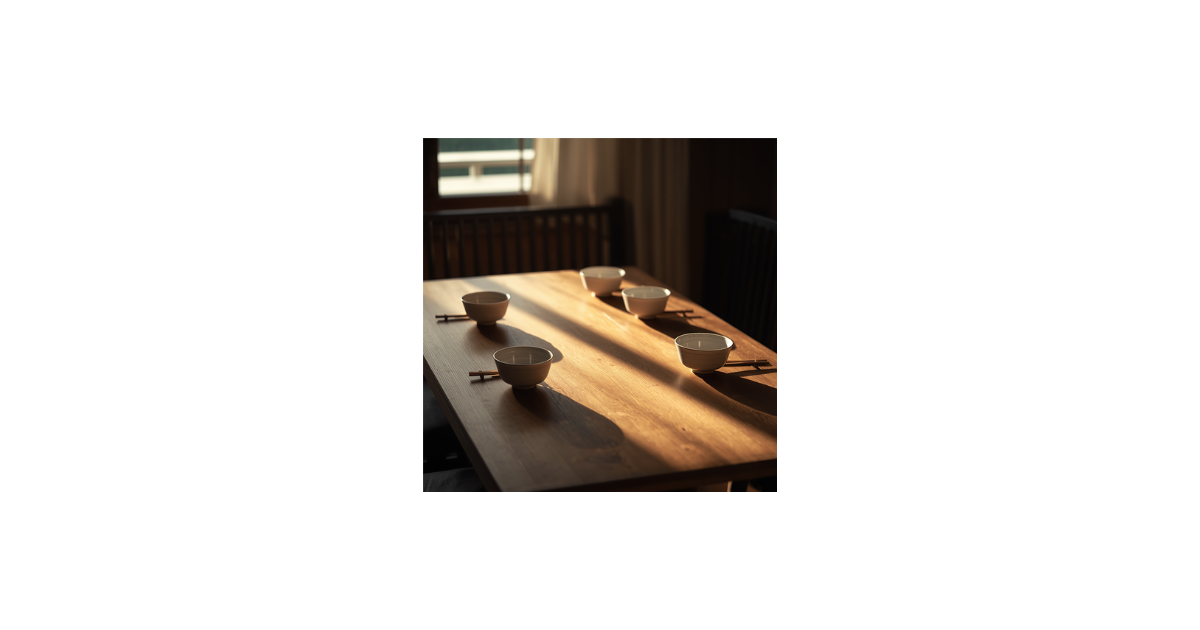 家族の人数分の茶碗とお箸が並ぶ食卓